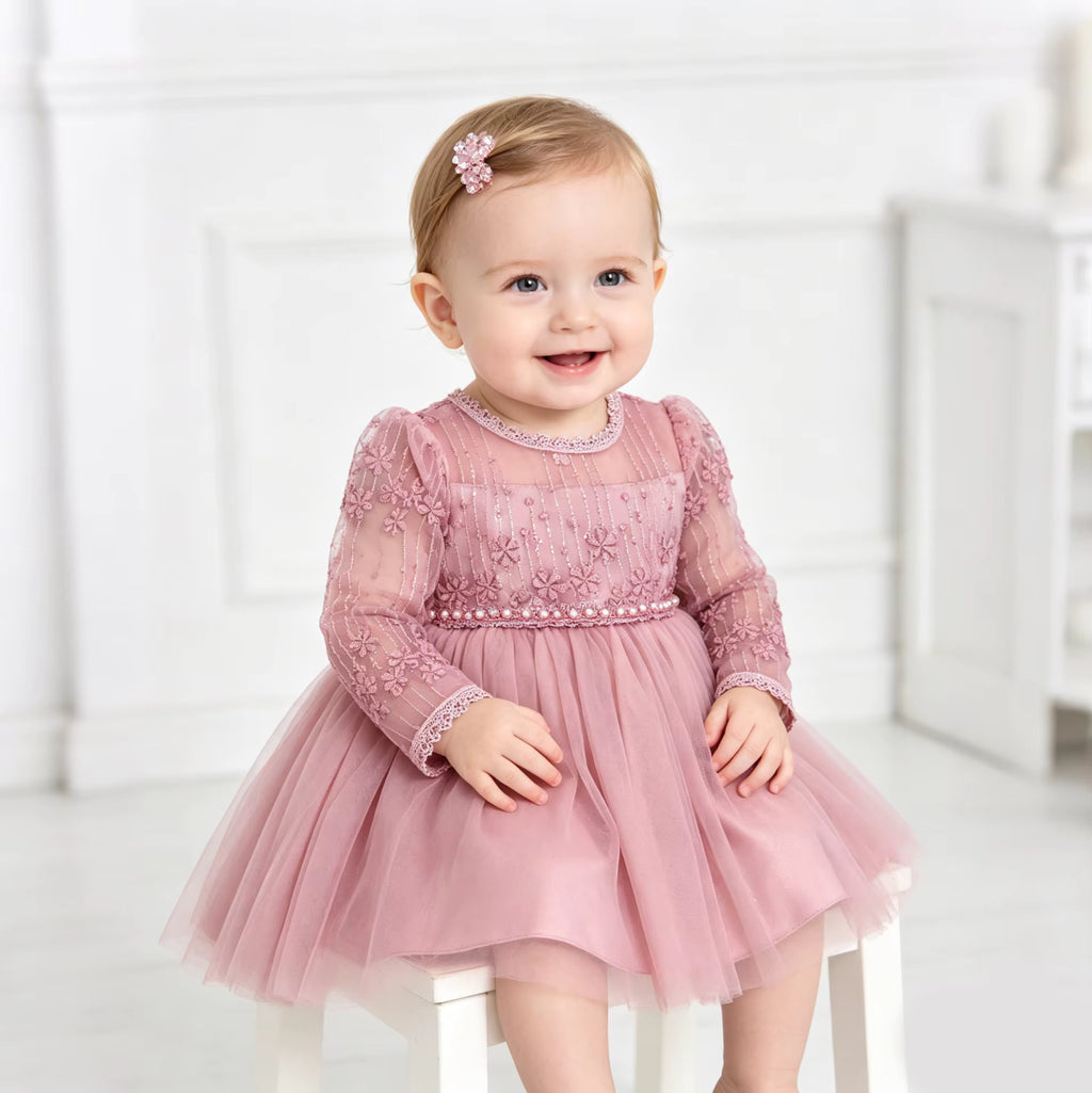 8515 Party Dress for Baby Girl Long Sleeve Infant Dress 6-9 Months Picnic Princess Dress Low Price Newborn Baby Girl Items