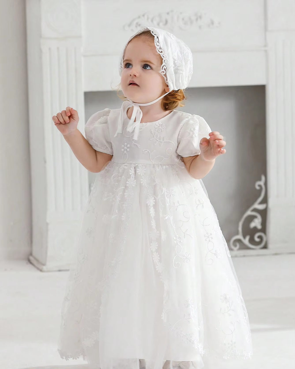 6208 Wholesale Customization Smocked Puffy Long Casual Costume Dress for Newborn 3 Months Baby Girls Communion Christening Baptism