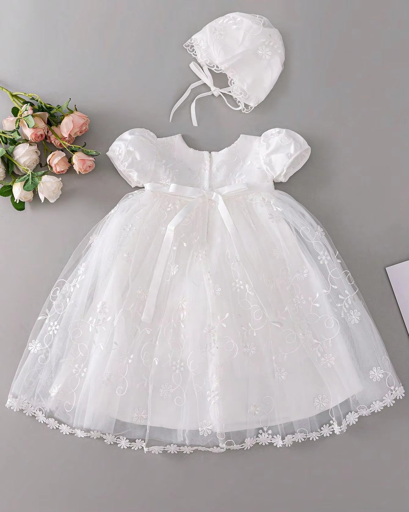 6208 Wholesale Customization Smocked Puffy Long Casual Costume Dress for Newborn 3 Months Baby Girls Communion Christening Baptism