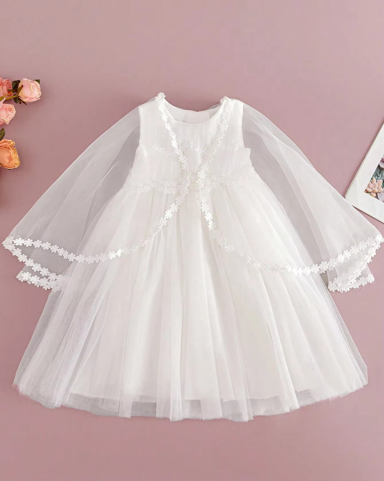 5071 Baby Dresses Baptismal White Frocks for Newborn Embroidered Birthday Party Wedding Christening Baby Infant Dress