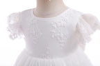 7696 Toddler Girls Dresses White Floral Baptism Christening Wedding Dress Baby Girl Frock Outfit With Bonnet