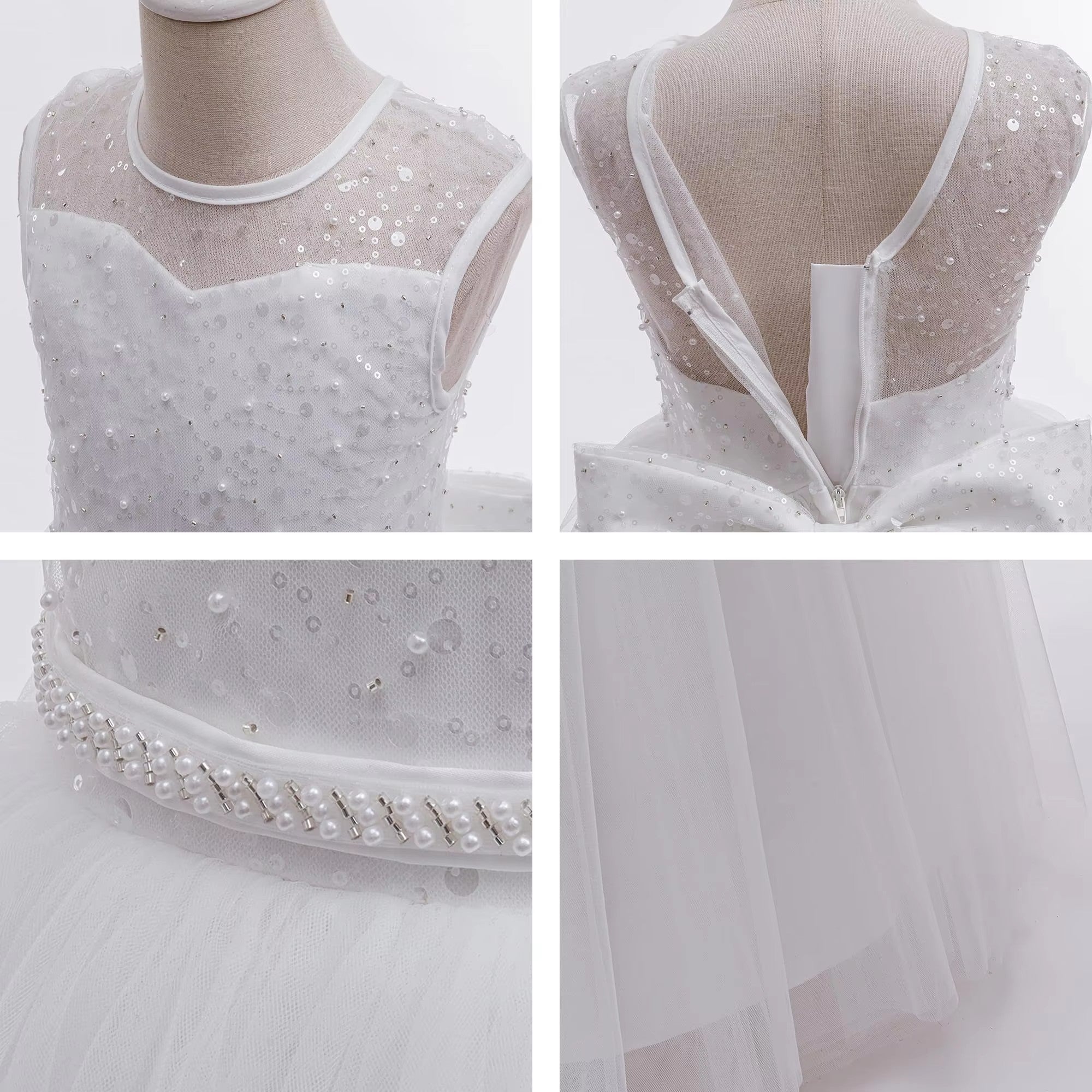 5137 Wholesale White Lace First Communion Dress Kids Flower Girl Formal Wear for Church First Holy Communion Ceremony