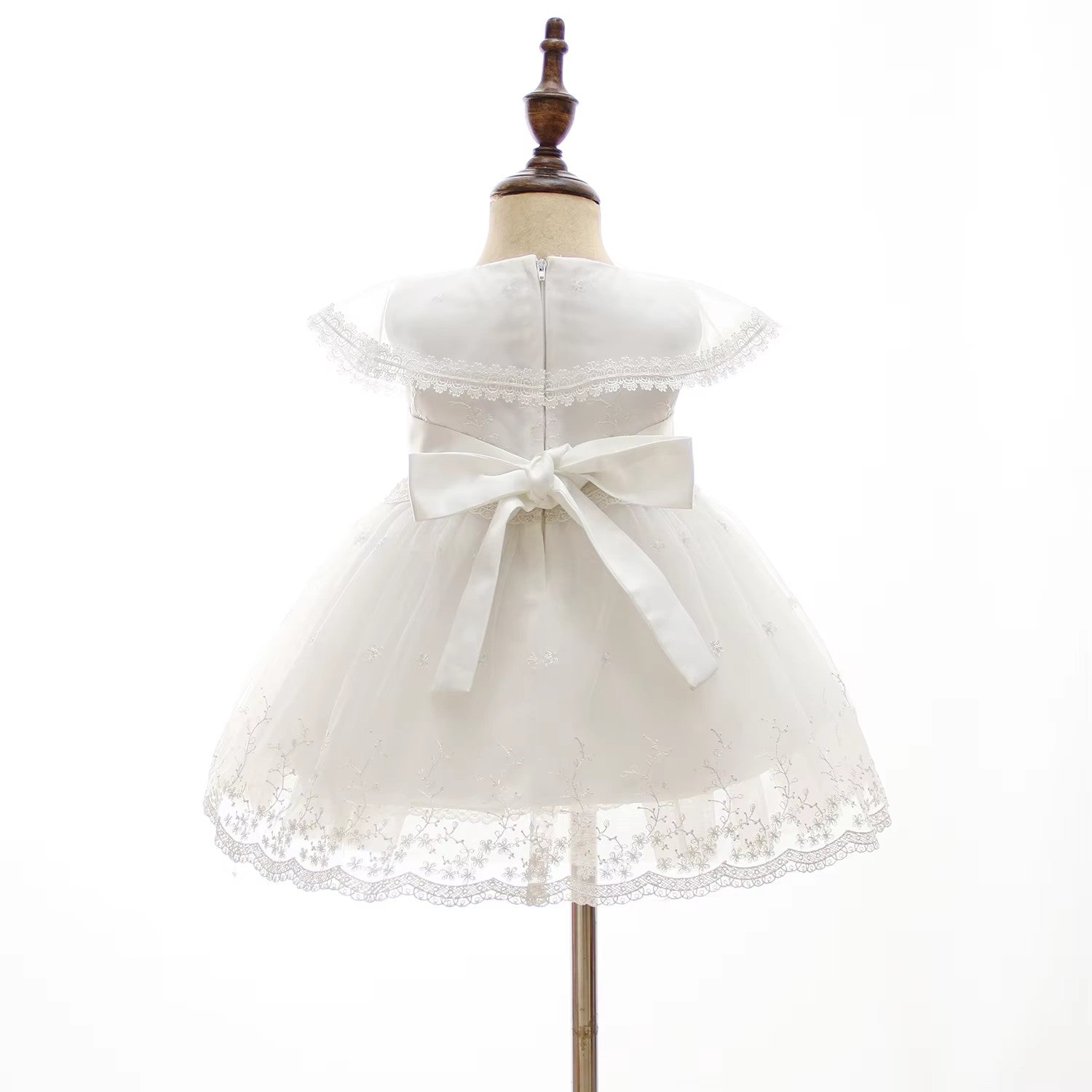 7525 Newborn Baby Christening Dress Lace Baptism Dress for Baby Girl Infant Girls' Dresses Gown White Clothing Set Frock with Hat