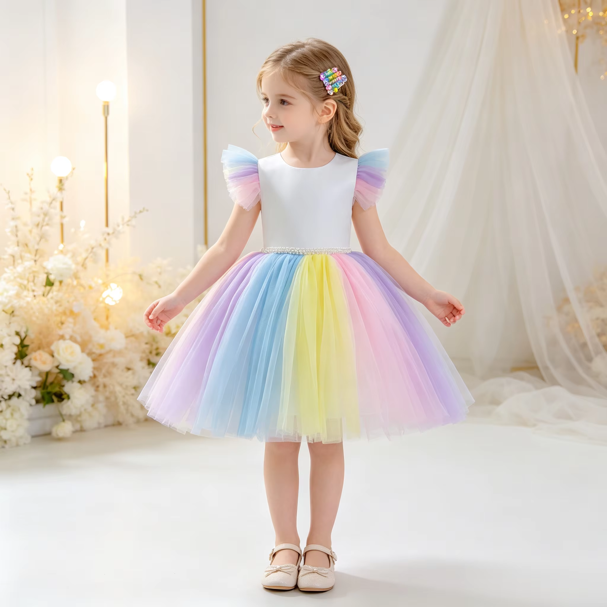 5263 Girls Princess Dress Hot Sale Colorful Princess Fancy Frock for Baby Girls Party Kids Formal Dresses for Piano Performance