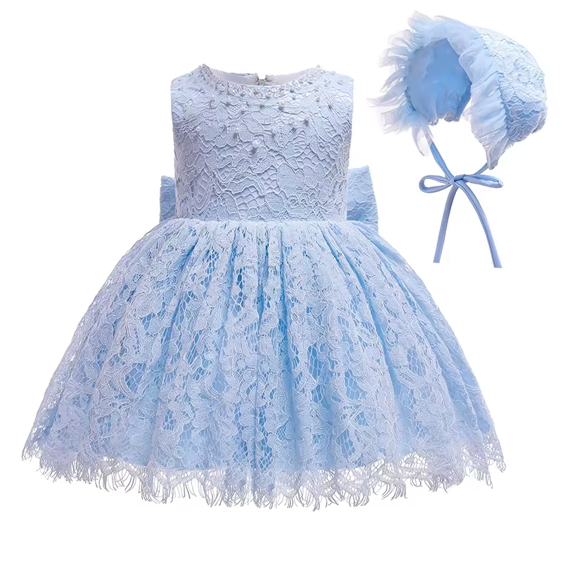 9866 1 Years Baby Girl Polynesian Dress Baby Blue Reception Dress 1st Birthday Indian Eid Dress Wholesale Baby Girl Frock Party Dress