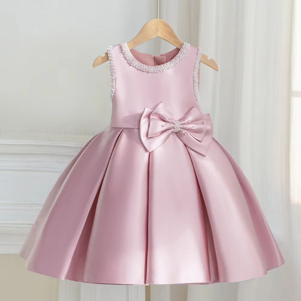 7891 Navy Blue Flower Girl Uniform Church Dress 3 Years Old Baby Girl Summer Birthday Party Wear Dress Made in China for Baby Girl