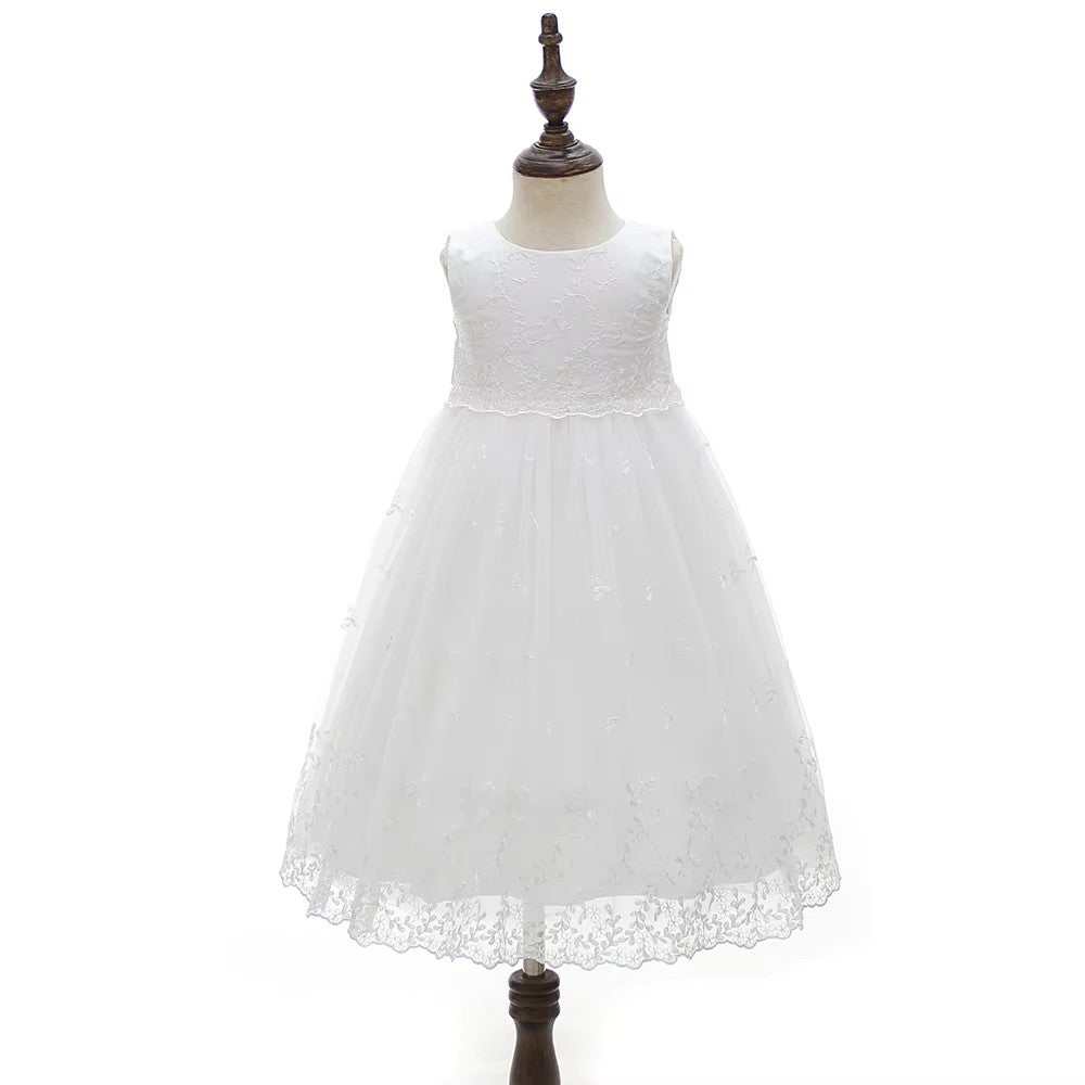 9903 Baby Girls Special Occasions Dresses Waist Christening Gown Baptism Dress With Bonnet