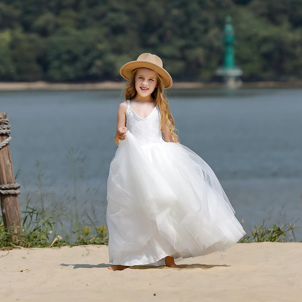 7768 Pageant Ball Gown Lace Flower Girl Dress Sleeveless Girls High Quality Teenage Elegant Party Prom Dance Formal