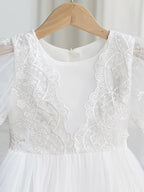 5175 Little Girls Dresses White Elegant Princess Dress Embroidery Birthday Party Frocks Kids Wear Wholesale