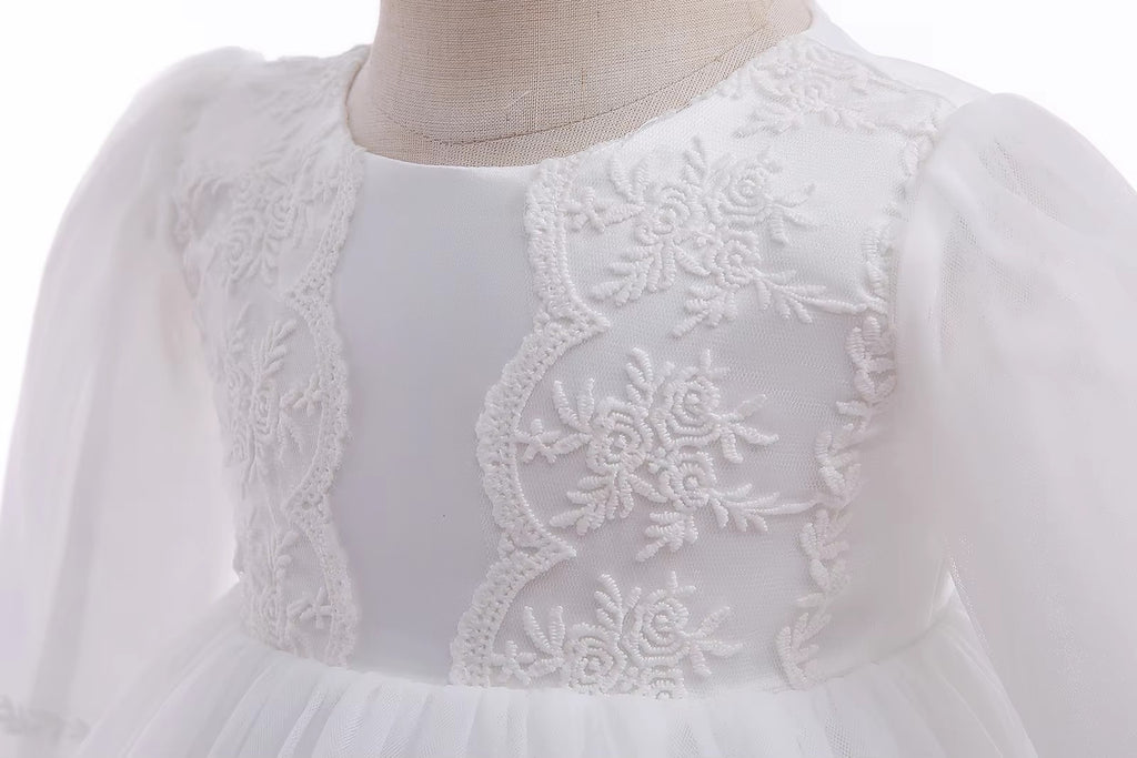 7698 Wholesale Baby Christening Dress Princess Baby Dresses 0-12 Months Wedding Party Flower Tulle Baby Party Dresses