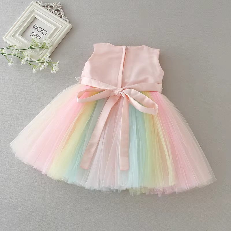 9770 Embroidery Cute Baby Girl Baptism Dresses Wholesale Christening Gowns Sleeveless Lace Birthday Baby Frock Design Girl Dress