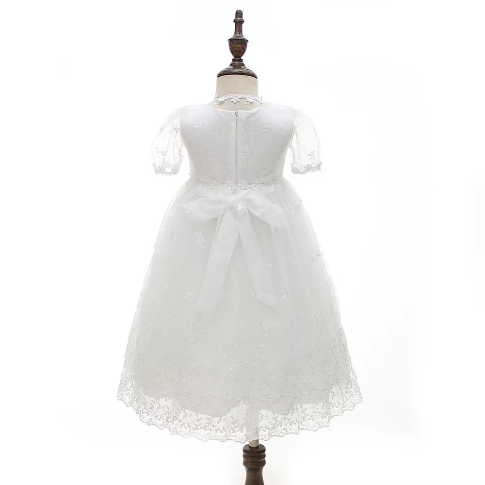 9903 Baby Girls Special Occasions Dresses Waist Christening Gown Baptism Dress With Bonnet