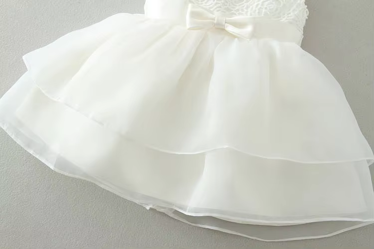 2089 Baby Girls White Lace Baptism Dress 3-24 Months Sleeveless Bow A-Line Christening Gown for Wedding Communion Formal Party