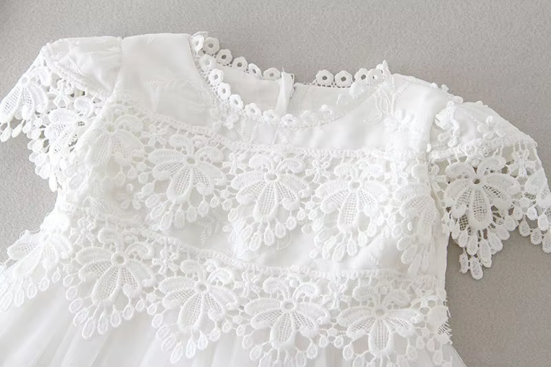 6150 High Quality White Christening Outfits Elegant Fancy Gown Luxury Lace Embroidered with Bonnet Wedding