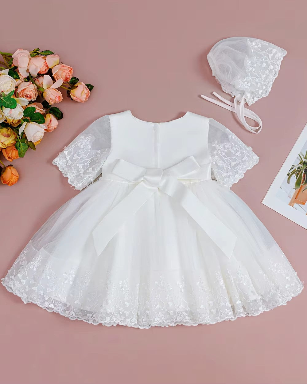 5198 Elegant Embroidered Baby Dress Summer Baby Girl Dress Baptism Gown Christening Dress Newborn Formal Frock Birthday Outfit