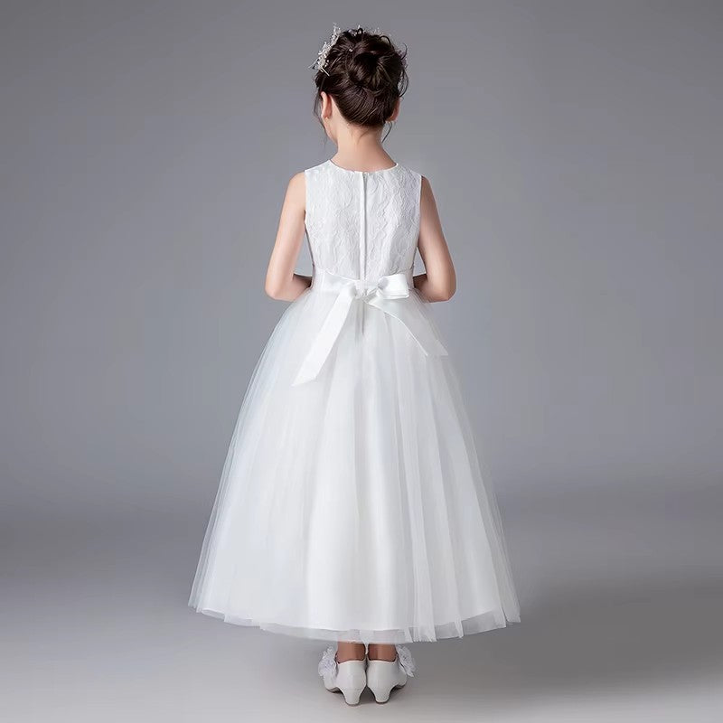 8550/8549 Lace Girls Wedding Dress Embroidered Birthday Party Dresses Communion Dresses for Kids Pageant Gown