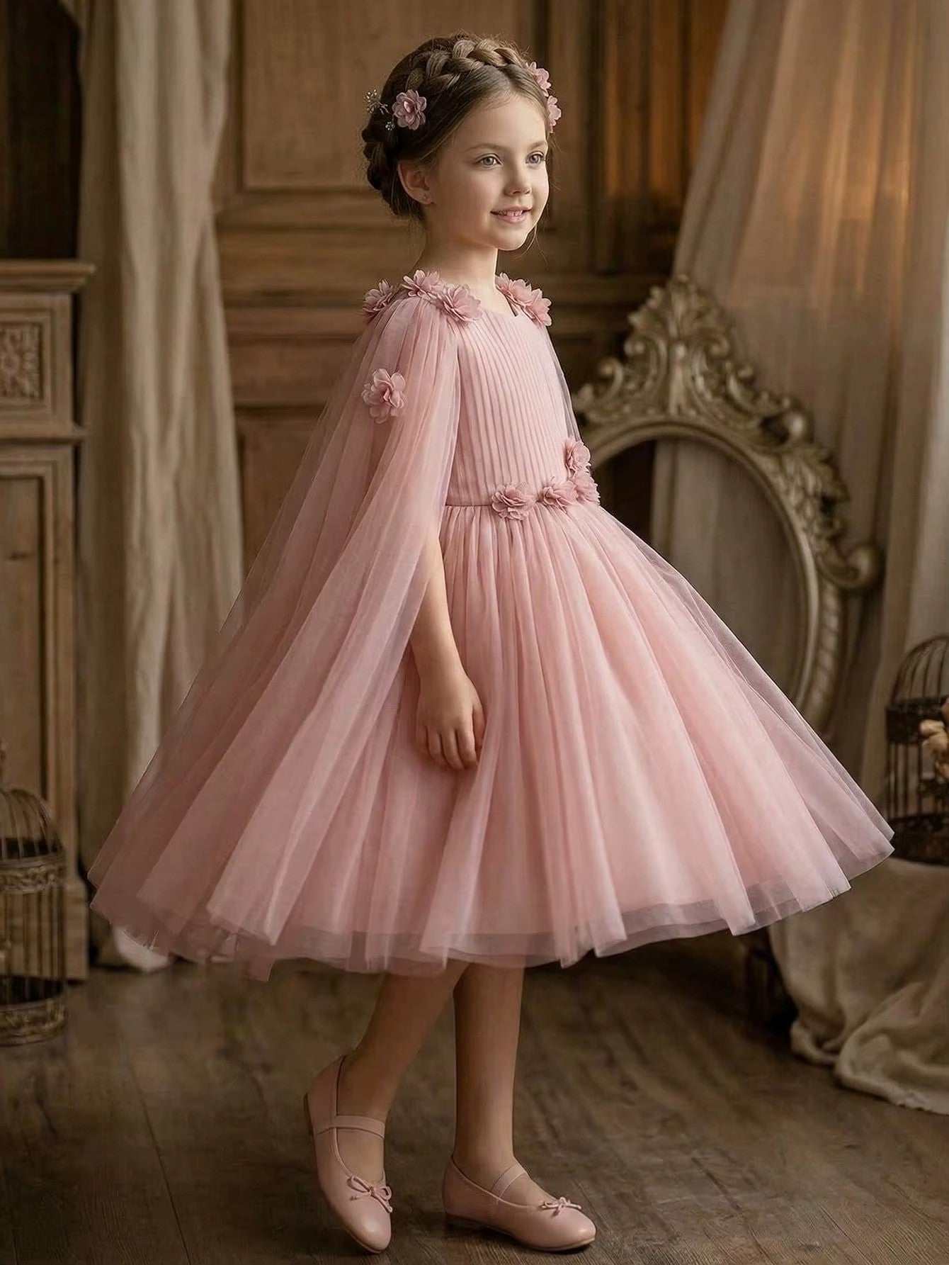 5322 Wholesale Pink Formal Short Floral Festival Hanbok Dress for 7-8 Years Old Kids Children Girls Birthday Party Pageant