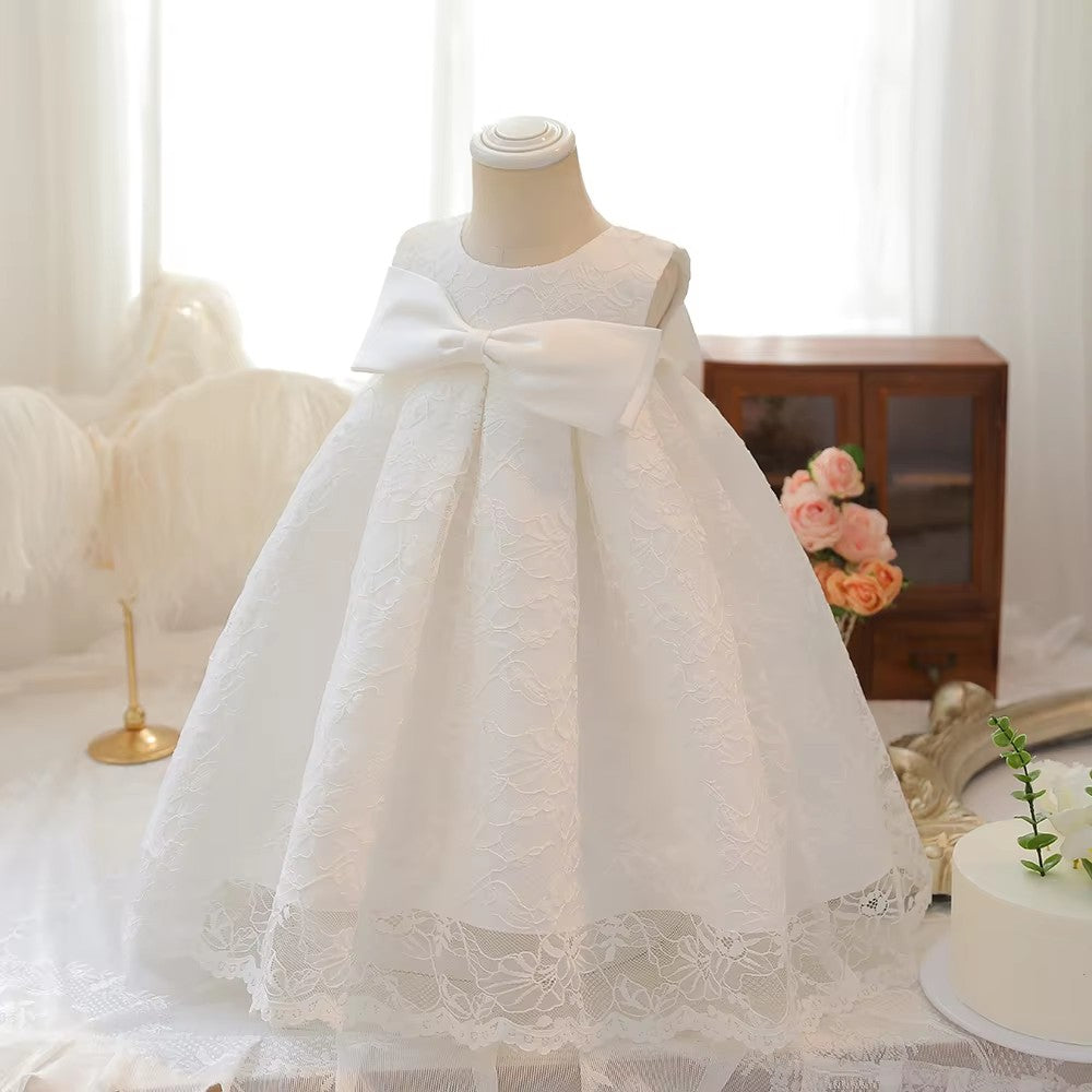 5051 Princess Dress for Girl Formal Wholesale White Lace Flower Girls' Dresses for Wedding Little Girl Clothes Baptism Gown