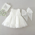 2050 Baptism Dress with Bow Newborn Girls Princess Birthday Party White Baby Dresses Fancy Frock Tutu Dress for Christening
