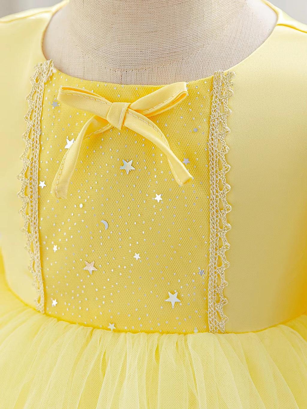 6269 Wholesale Yellow Flower Girl Tutu Princess Dress Newborn Baby Girl 1st Birthday Dress for 2Y Toddler Girls Summer Party Wear
