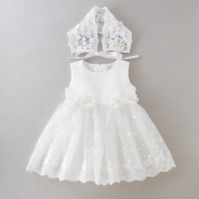 7173 Baby Girl Christening Dress Baptism Dedication Blessing Gown Special Occasion Dresses With Floral Embroidered