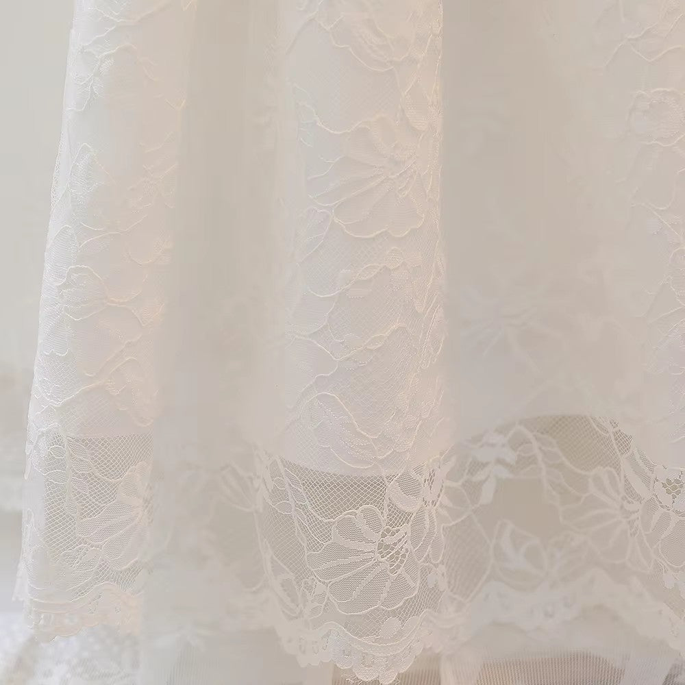 5051 Princess Dress for Girl Formal Wholesale White Lace Flower Girls' Dresses for Wedding Little Girl Clothes Baptism Gown