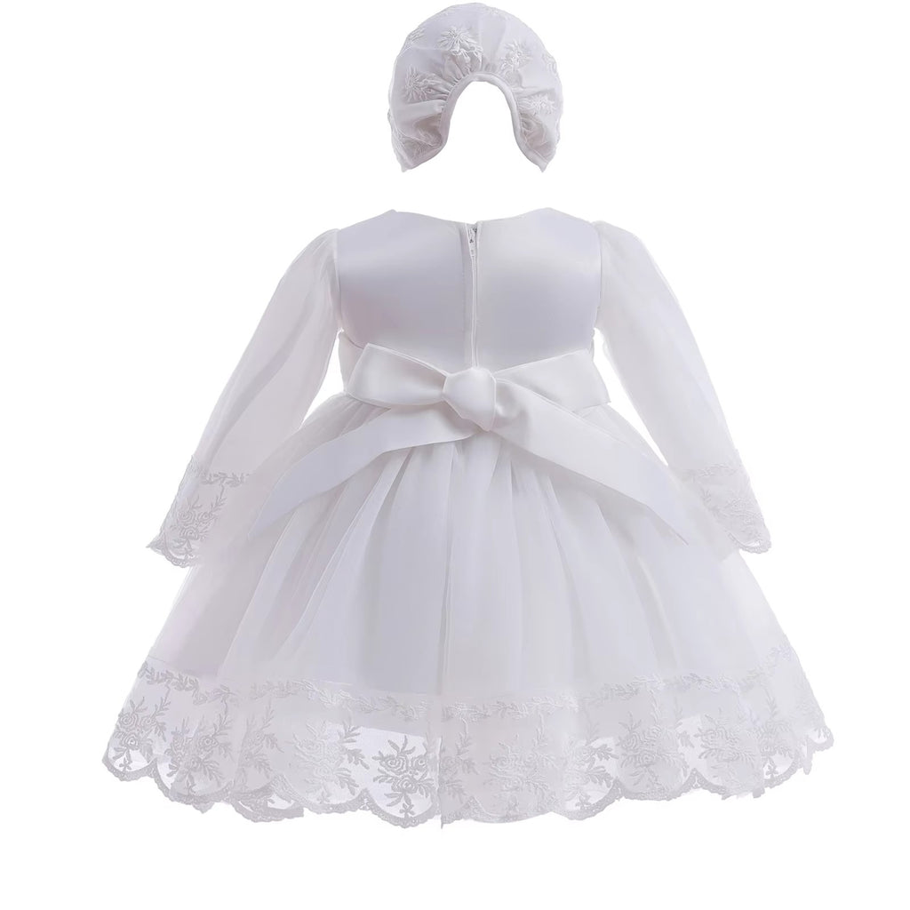 7698 Wholesale Baby Christening Dress Princess Baby Dresses 0-12 Months Wedding Party Flower Tulle Baby Party Dresses