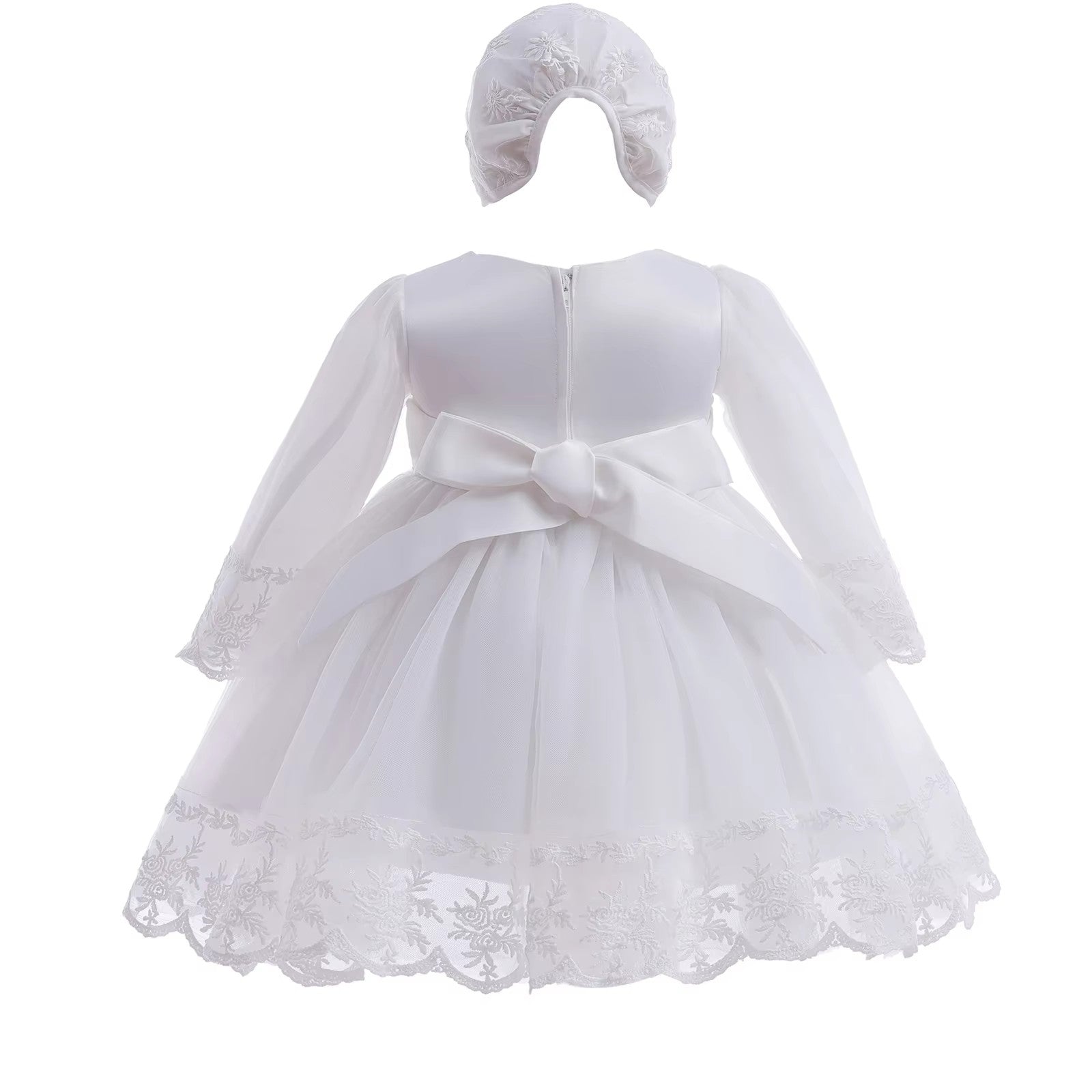 7698 Wholesale Baby Christening Dress Princess Baby Dresses 0-12 Months Wedding Party Flower Tulle Baby Party Dresses