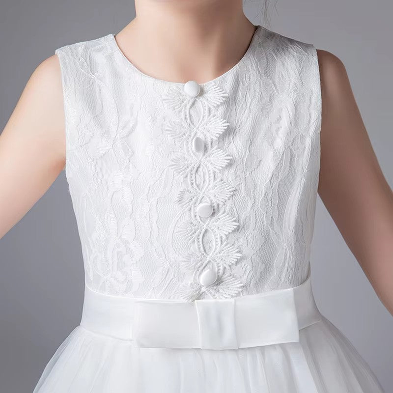 8550/8549 Lace Girls Wedding Dress Embroidered Birthday Party Dresses Communion Dresses for Kids Pageant Gown