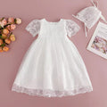 7953 Baptism Dress for Baby Girl Floral Cute Prom Short Newborn Baby Clothes Sleeveless With Bowknot Dresses Embroidered Baby Suit