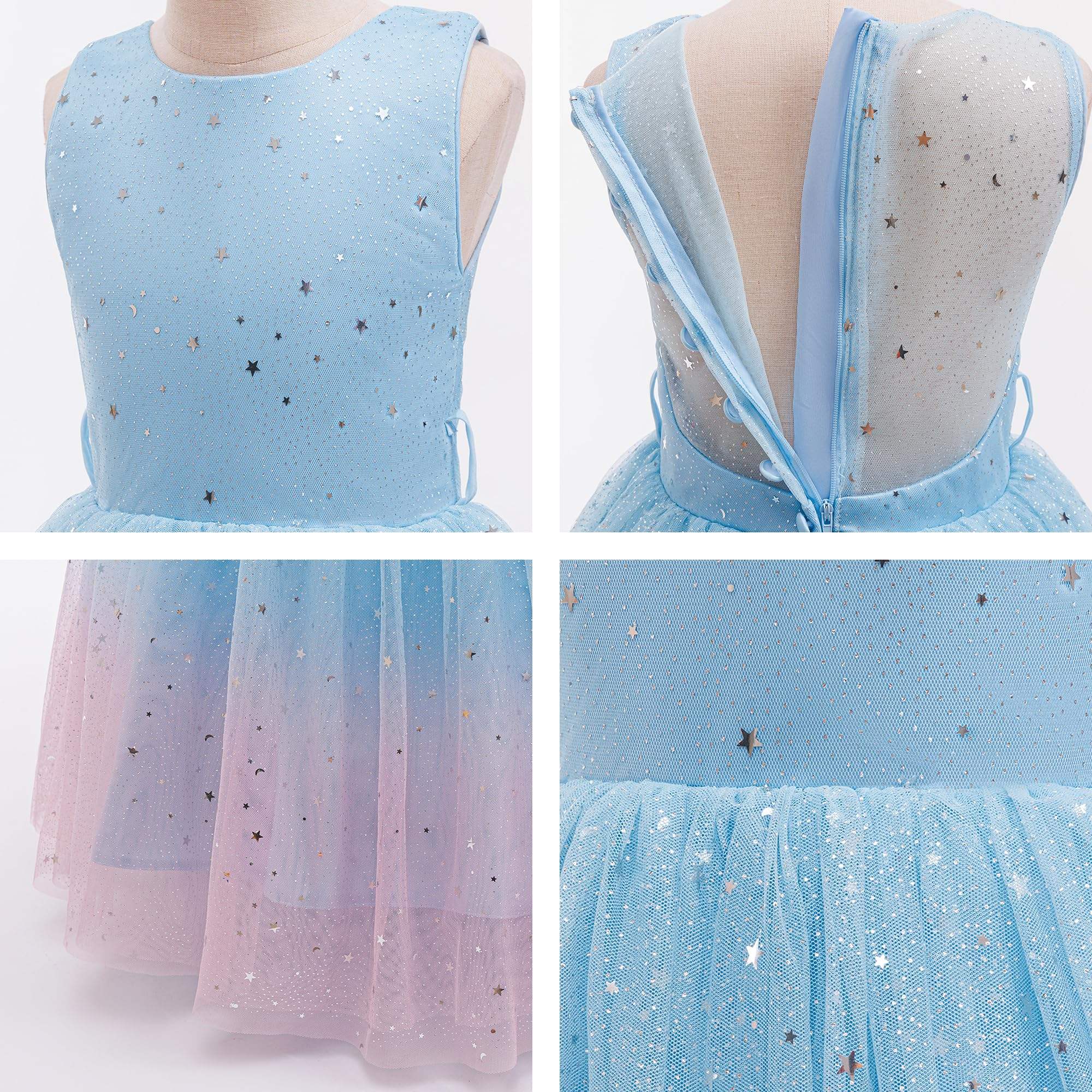 7689 Girls Tulle Flower Girl Dress Birthday Wedding Pageant Party Princess Gown Kids Formal Wear Ages 5 to 11 Years