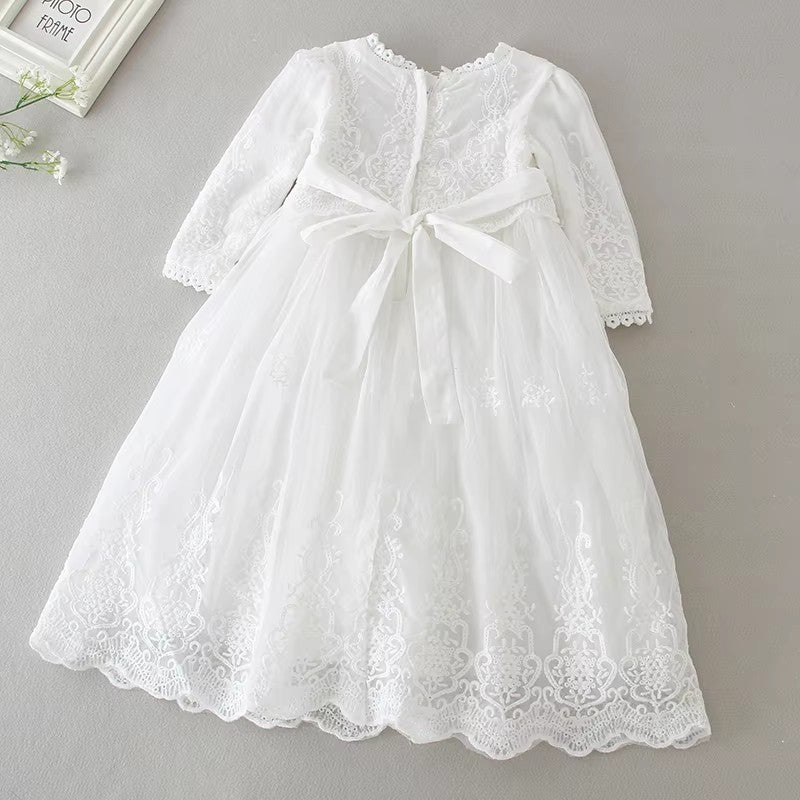 6131 Baby Girl Lace Dresses Clothes Baptism Gown Birthday Christmas Outfits Girls Baby Frock Design Girl Dress White Christening