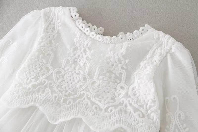 6131 Baby Girl Lace Dresses Clothes Baptism Gown Birthday Christmas Outfits Girls Baby Frock Design Girl Dress White Christening