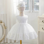 7526 Formal Flower Christening Special Occasions Gown Clothes Set White Baby Girls Embroideries Baptism Dresses for Party