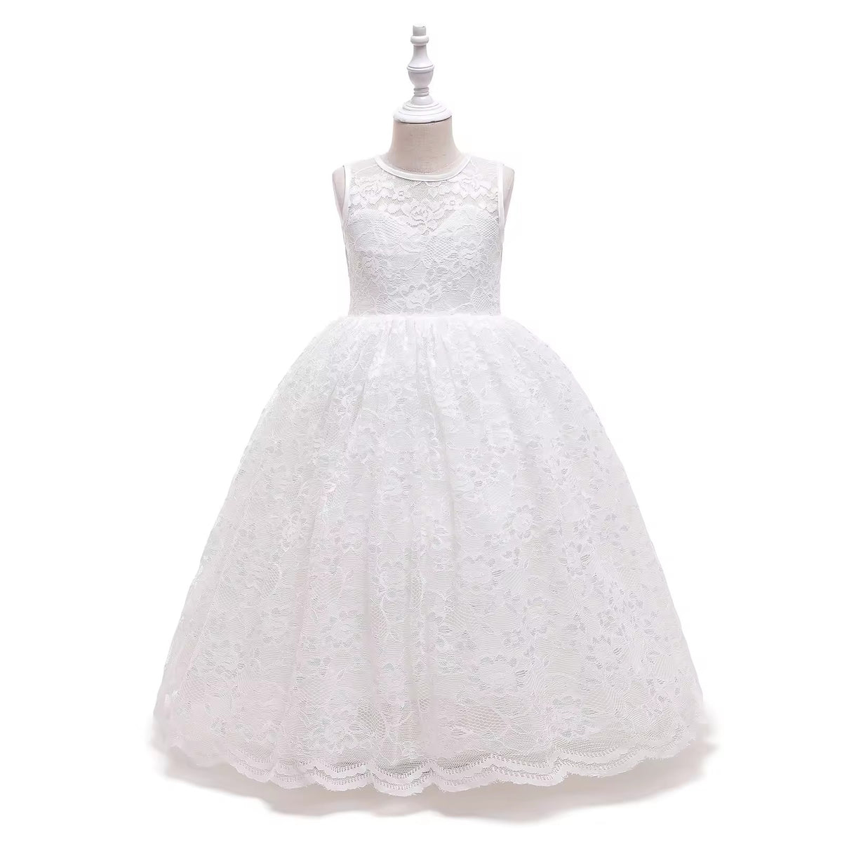7568 Elegant Embroidered Evening Baby Blue Dress 4-5Y Handsmocked Floral Lace Wedding Bridesmaid Prom Custom Girl Party Princess Gown