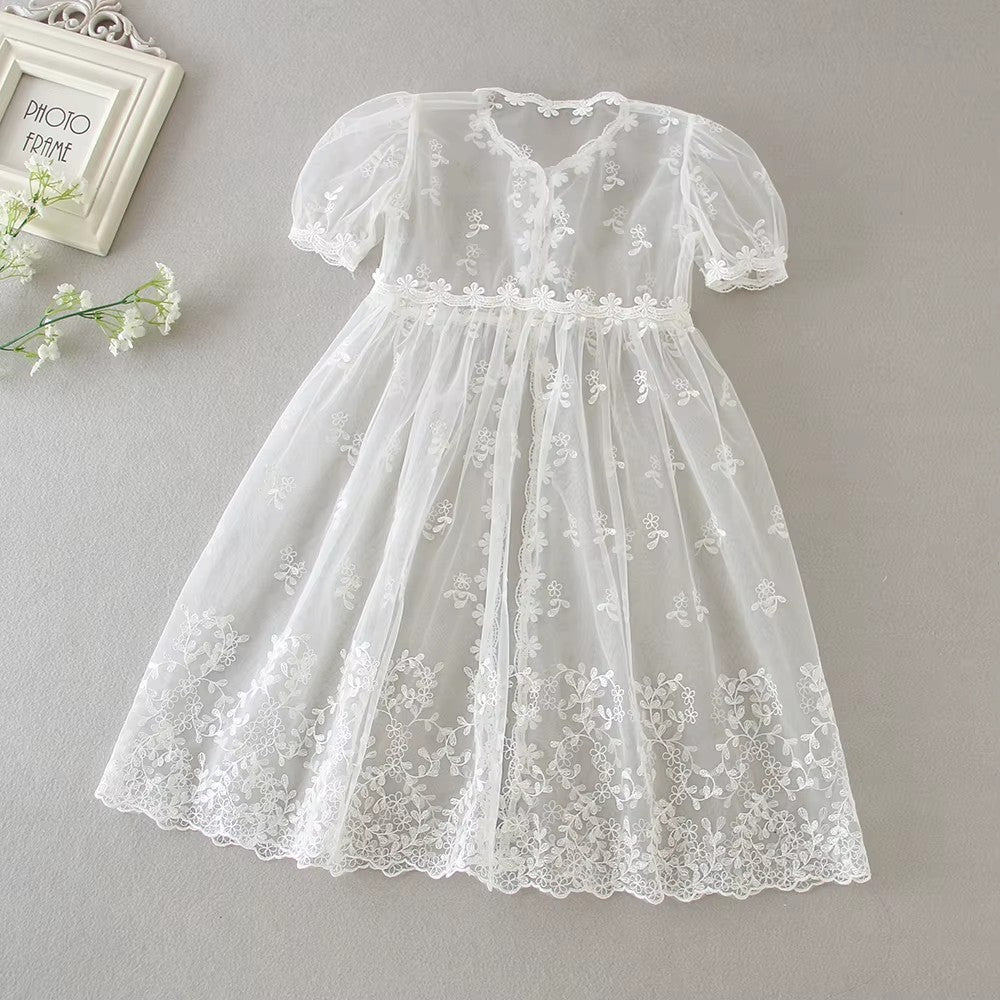 9903 Baby Girls Special Occasions Dresses Waist Christening Gown Baptism Dress With Bonnet
