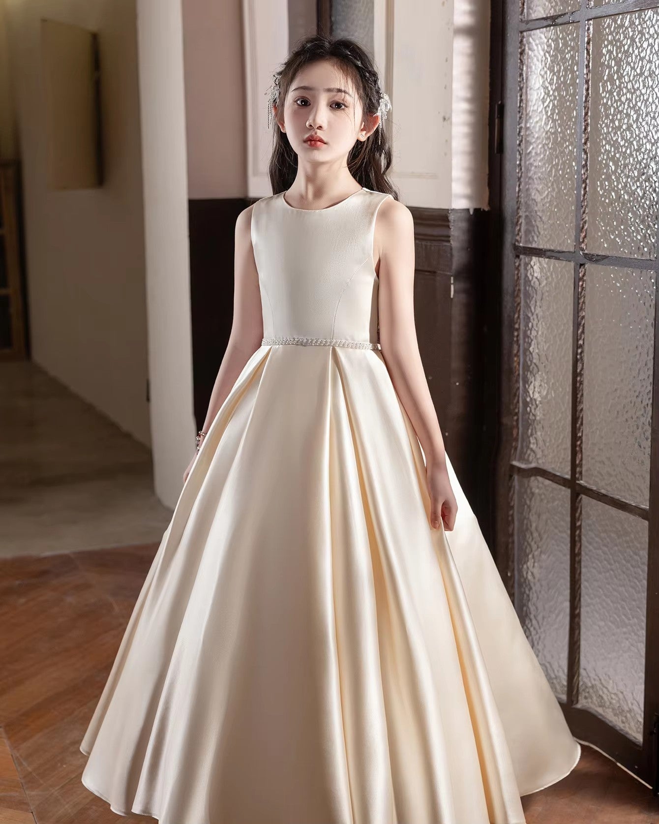 5168 Wholesale Satin Royal Blue Black Formal Evening Prom Year 6 Graduation Dresses for 11Y 12 Years Old Teen Girls