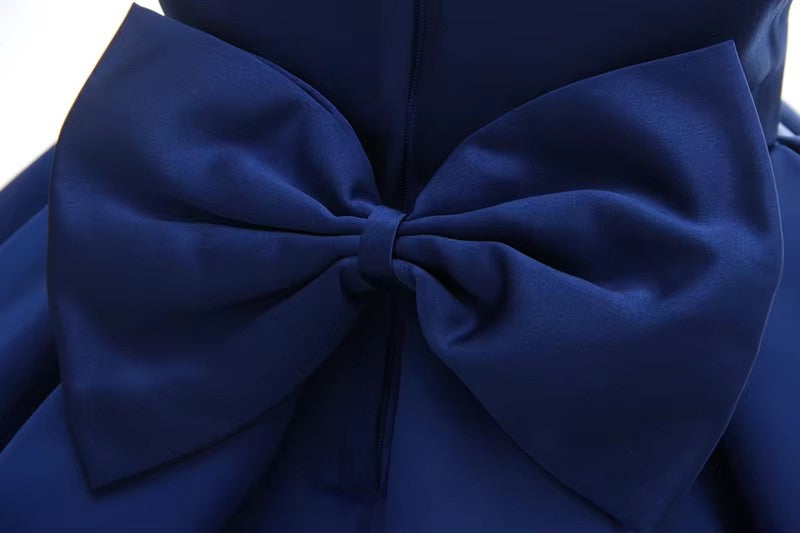6153 Kids Clothing Luxury Baby Girl Birthday Party Dress 1Years Royal Blue Princess Style Western Summer Formal Satin Tutu Gown