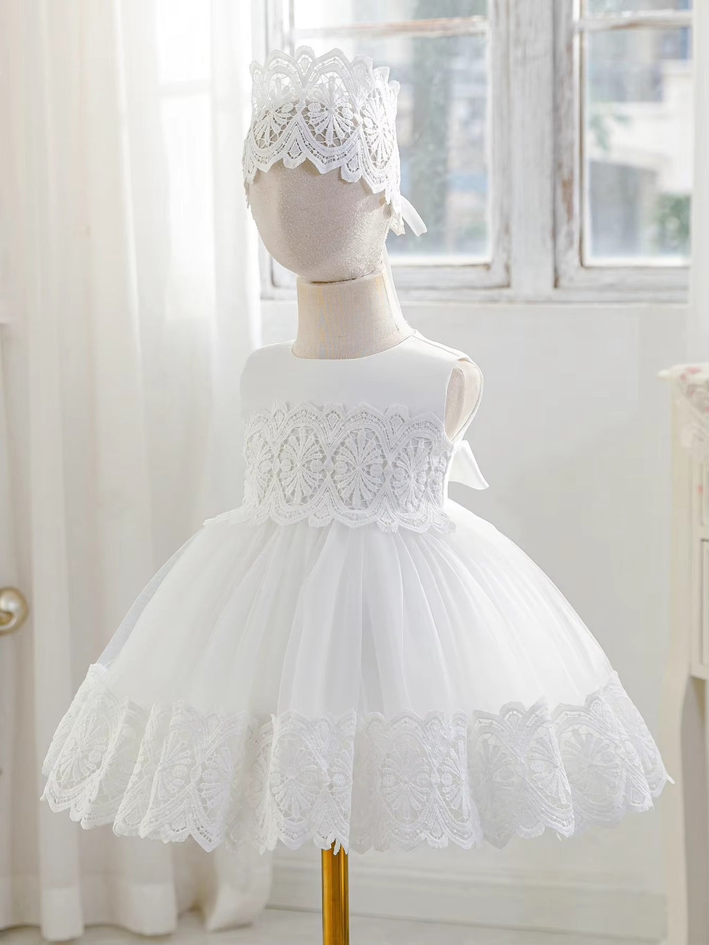 7526 Formal Flower Christening Special Occasions Gown Clothes Set White Baby Girls Embroideries Baptism Dresses for Party