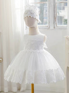 7526 Formal Flower Christening Special Occasions Gown Clothes Set White Baby Girls Embroideries Baptism Dresses for Party