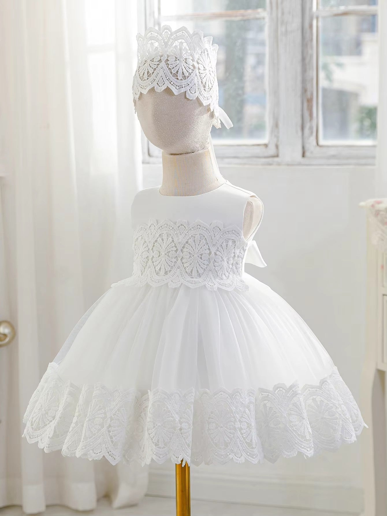 7526 Formal Flower Christening Special Occasions Gown Clothes Set White Baby Girls Embroideries Baptism Dresses for Party