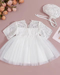 5171 Wholesale Baby Infant Girl Baptism Dresses Flower Newborn Gown White Lace Christening Dress for Baby Girl