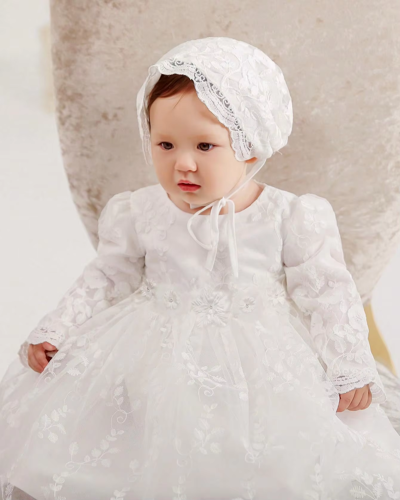 6209 Baby Girl Bowknot LacFashion Baby Girl Bowknot Lace Princess Flower Dresses Performance Birthday Party Dress 0-2Year Old