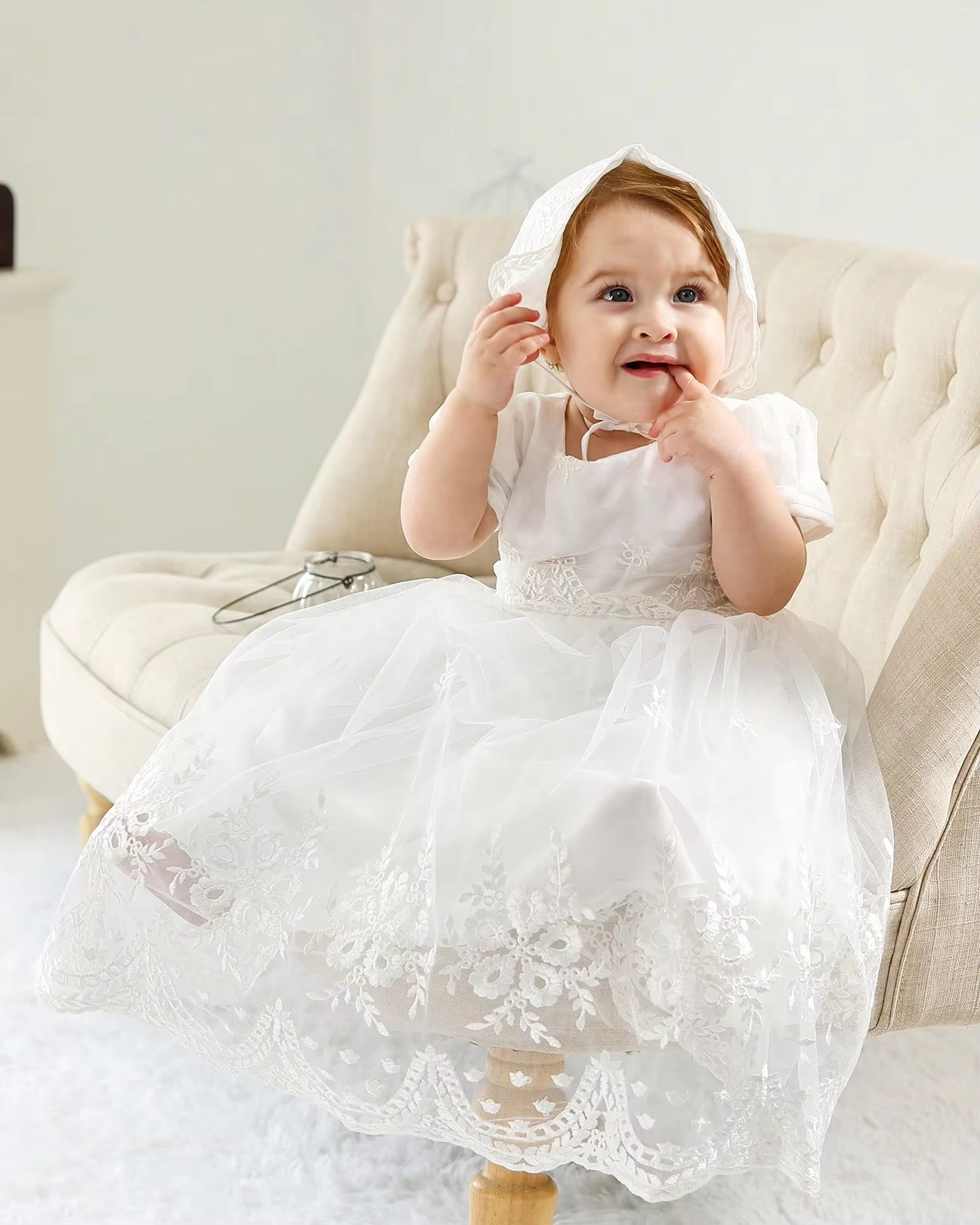 9775 Christening Dress for Baby Baptism Flower Embroidered Gown Outfit for Birthday Party Special Occasion Baptism Clothing