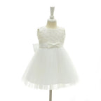 6109 High Quality Boutique Kids Toddler Lace Flower Party Dress Big Bow Baby Girl Dresses Princess White Girl Dress