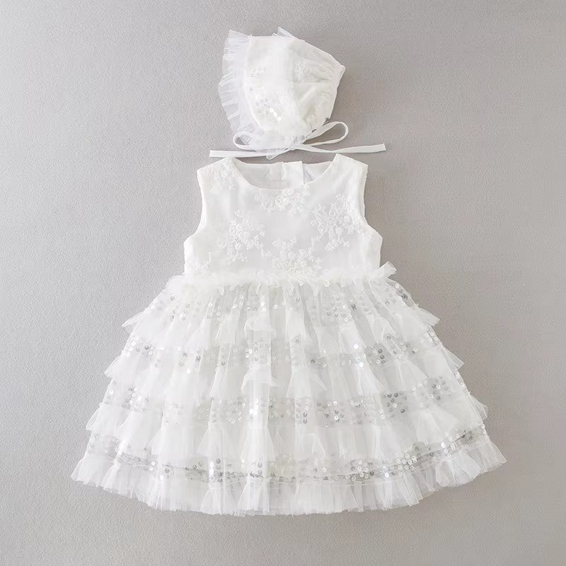 7171 Christening Dress for Baby Girl 0-24M White Embroidery Elegant Toddlers Girl Dresses High Quality Baby Girl Wedding Frocks