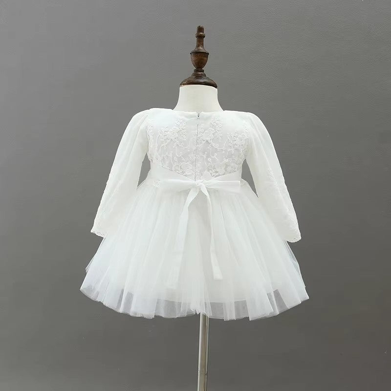 9605 Newborn Baby Clothes Princess Babies Dress One-year-old Christening Gown Long Sleeves Baby Embroidery Dresses with Hat