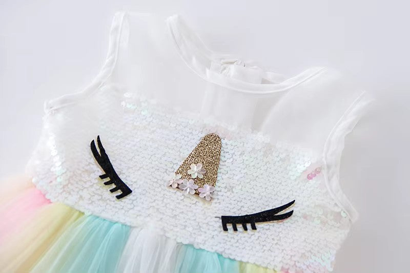7175 Infant Pageant Dress Colorful Rainbow Infant Christening Birthday Wedding Party Lace Tulle Christening Gown 1Month Baby Dress