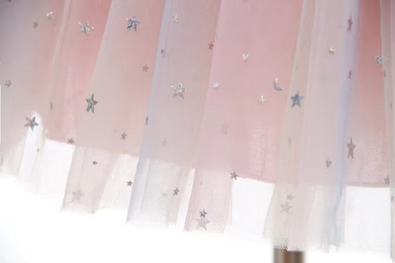 7176 Baby Girl Birthday Party Dress Sequin Dress for Baby Pink Cartoon Baby Summer Princess Doll Dress Set Kids Wholesale Clothing