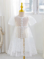 6156 Christening Dress for Baby Girl Baptism White Dresses for Infant Lace Embroidered Tulle Formal Wedding Newborn Baby Clothes